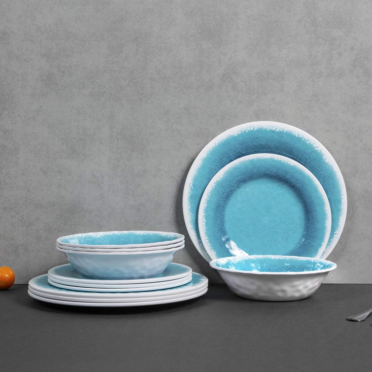 Orren Ellis Melamine Unbreakable Dinnerware Sets 12 Pcs Outdoor